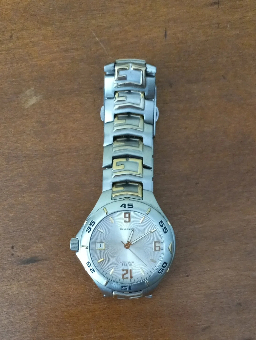 GUESS Waterpro Two-Tone Silver and Gold Men’s Bracelet Watch